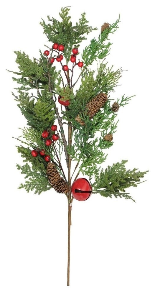 28 Bells Berries And Pine Cone Christmas Spray Rustic Artificial Plants And Trees By Northlight Seasonal