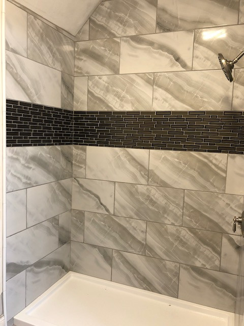 Large format tile shower remodel