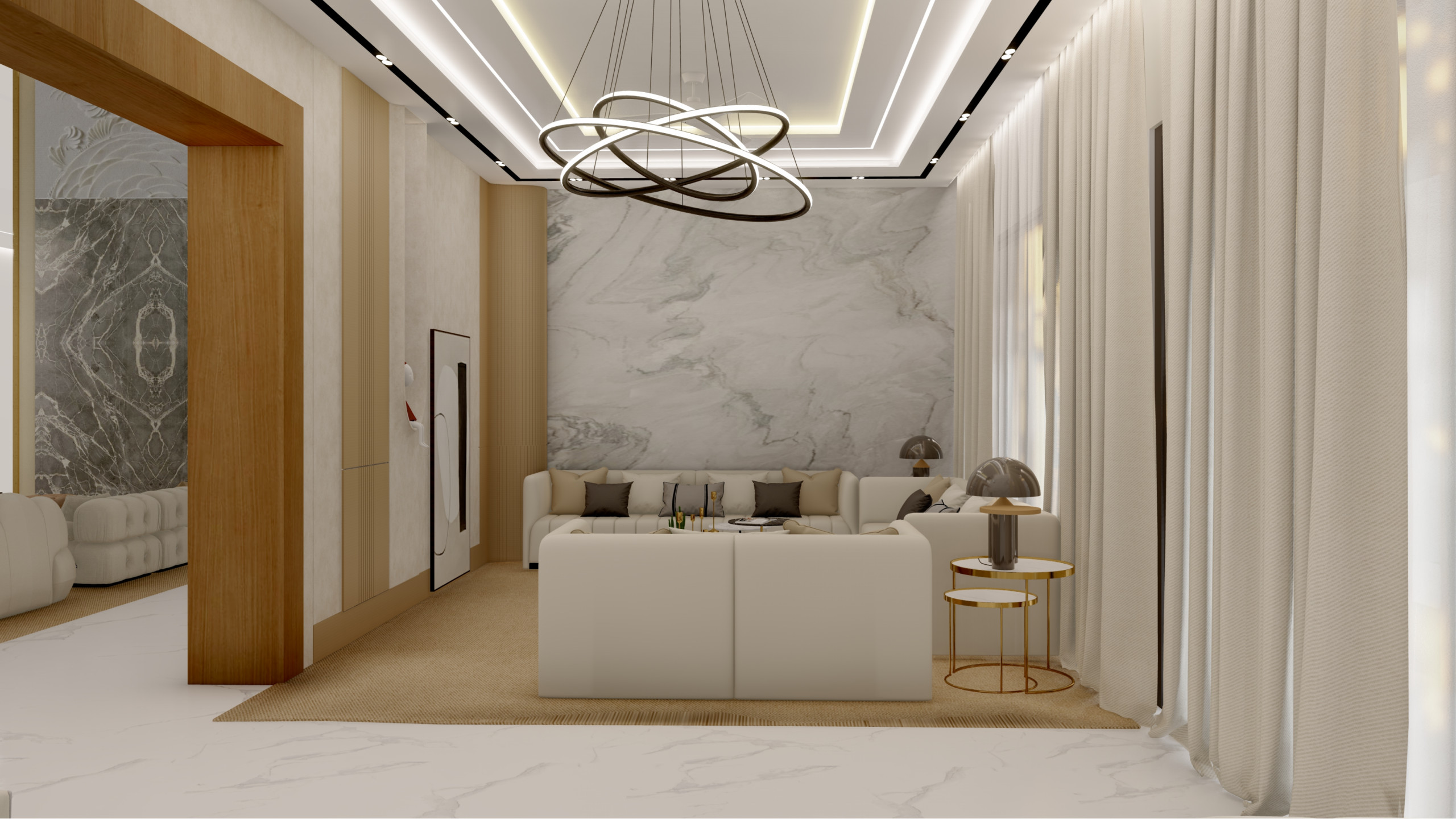 Contemporary Living Room with Soft Colours in Berkhamsted