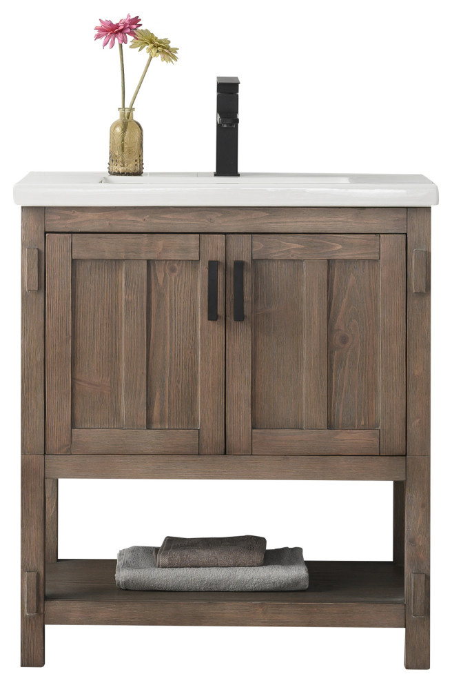 Harvey Farmhouse Bathroom Sink Vanity Brown Spruce Farmhouse
