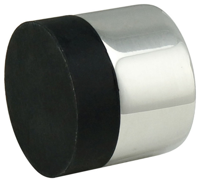 Cylindrical Shape Door Stop, Wall Mount, Polished Stainless Steel