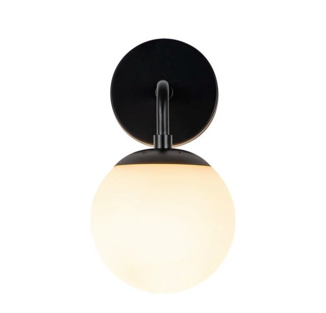 1Light Milky Glass Globe Wall Sconce Contemporary Wall Sconces