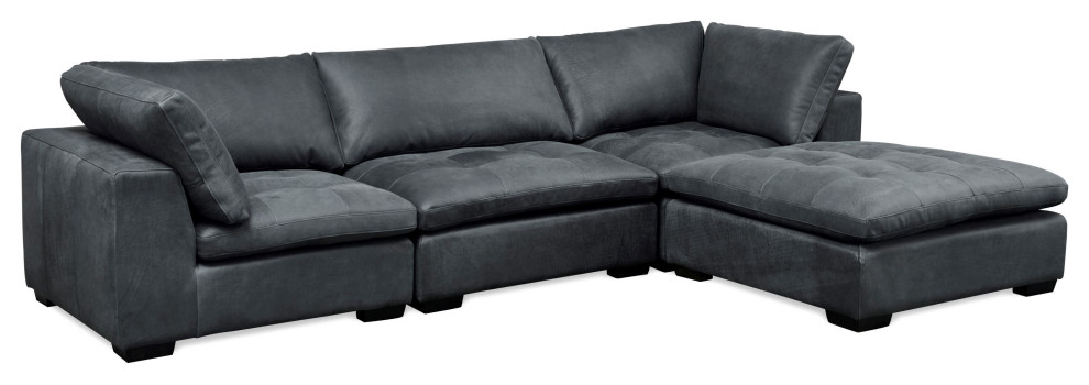 Uptown 100 Top Grain Leather Sectional, 100 Real Leather Sectional
