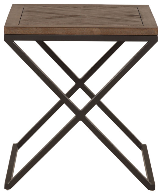 Elgin Mango and Metal Accent Side Table With Cross Leg Base