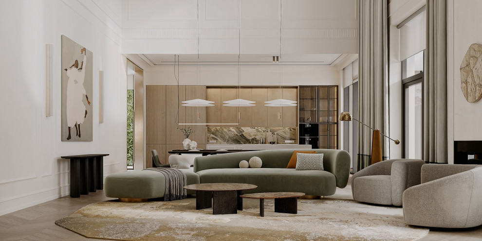 Просторная гостиная а коттедже