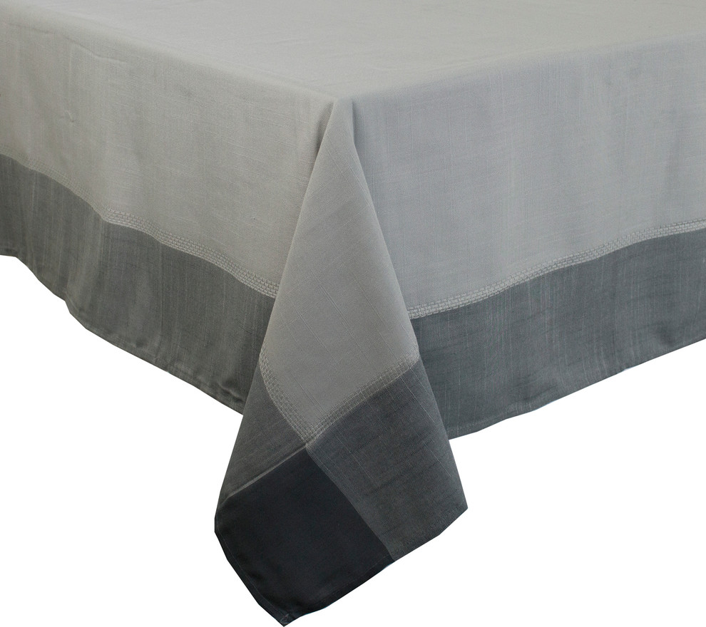 Contemporary Solid Color Border Tablecloth, Blue, 55x55