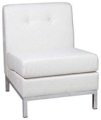 Wall Street Armless Chair, White Faux Leather