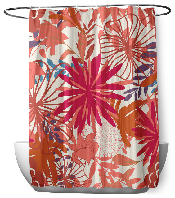 70"Wx73"L Jumble Floral Shower Curtain, Seed