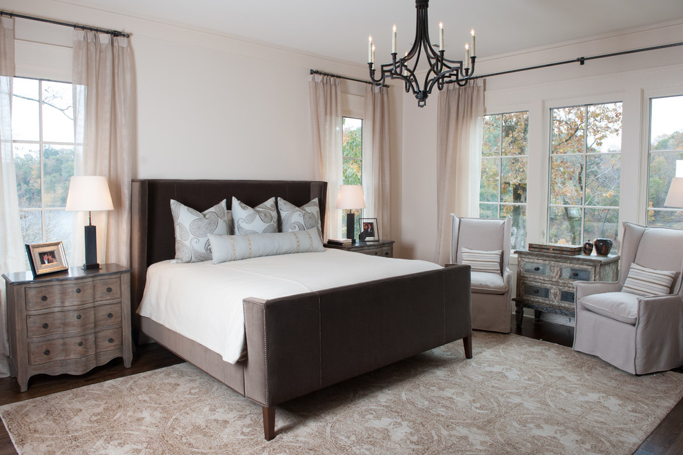 This is an example of a transitional bedroom in Birmingham.