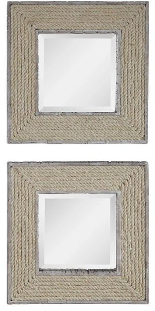 Cambay Wall Mirror In Warm White Wash And Natural Twisted Rope Cambay Wall Mirror In Warm White Wash