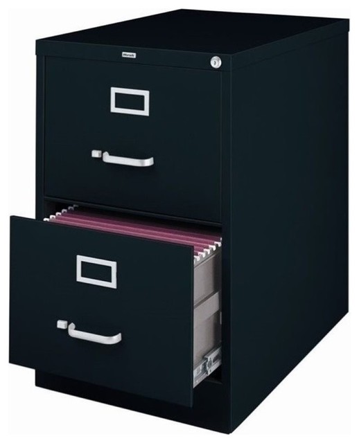 Pemberly Row 25" 2-Drawer Metal Legal Width Vertical File Cabinet in Black