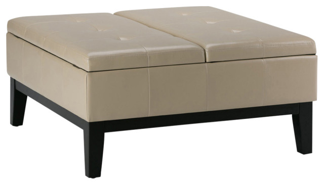 Storage Ottoman, Large Square Leather Ottoman Coffee Table