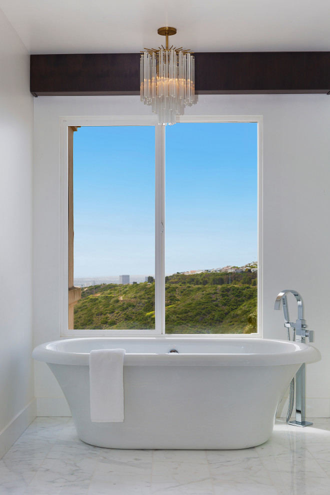 Example of a transitional bathroom design in Orange County