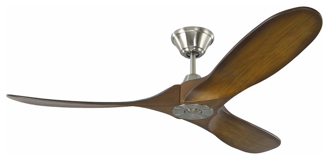 52 Inch Maverick Ii Brushed Steel Ceiling Fan With 3 Koa Wood