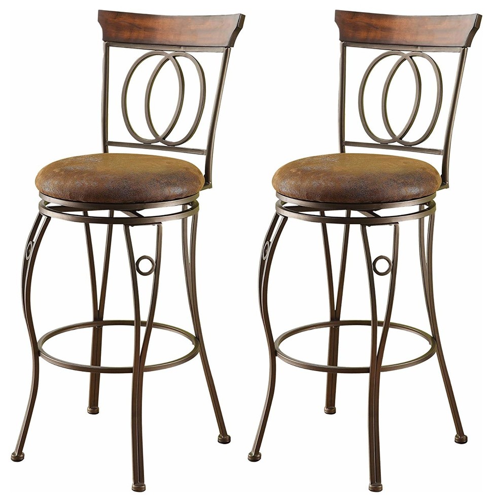 Acme Tavio Bar Chairs, Set of 2, With Swivel, Dark Bronze