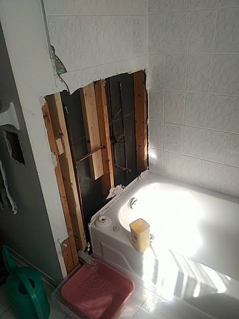 Before, during & after 3 piece washroom remdelling in Meadowvalle