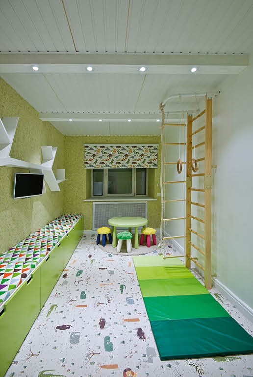 Design ideas for a contemporary gender-neutral kids' playroom in Novosibirsk.