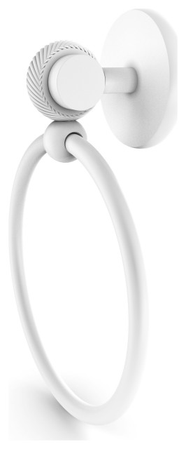 Satellite Orbit Two Towel Ring With Twist Accent, Matte White