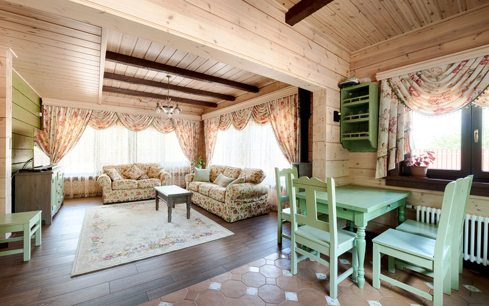 Реализованный проект интерьеров коттеджа из бруса в поселке Ларионово