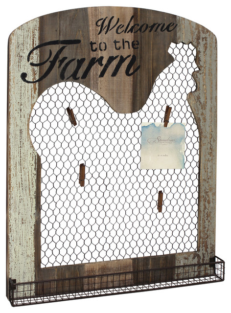 Wooden Rooster Wall Decor With Mesh, Wooden Rooster Wall Decor