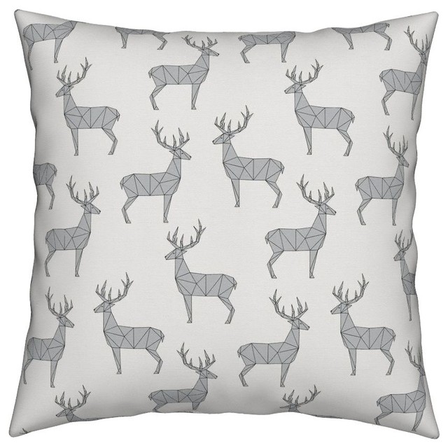 Deer Geometric Polygon Triangles Antlers Throw Pillow Cover Linen Cotton