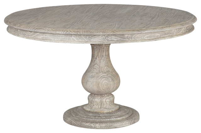 Kosas Rustic Westminster Warm Gray Round Dining Table, 54"