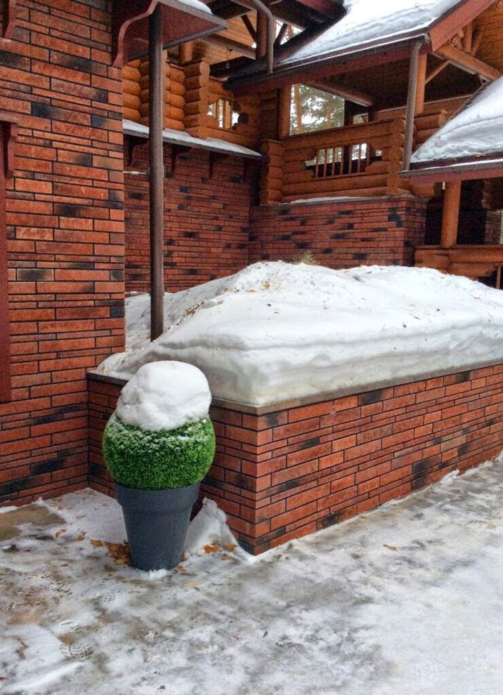 плитка stroeher на фасаде деревянного дома