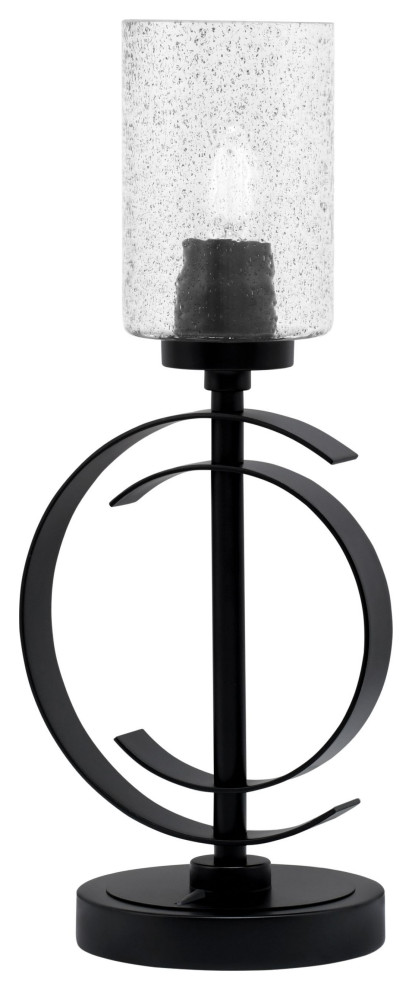 1-Light Table Lamp, Matte Black Finish, 4" Smoke Bubble Glass