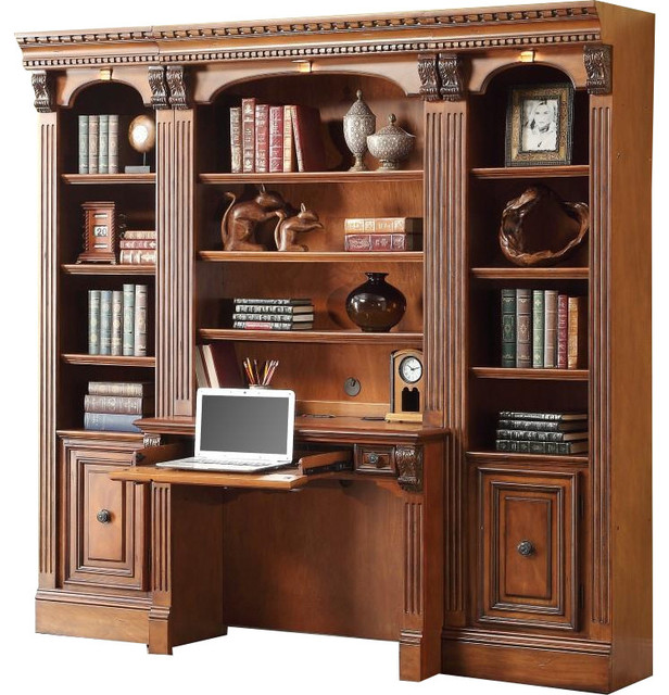 Parker House Huntington 3 Piece Library Wall Desk In Pecan