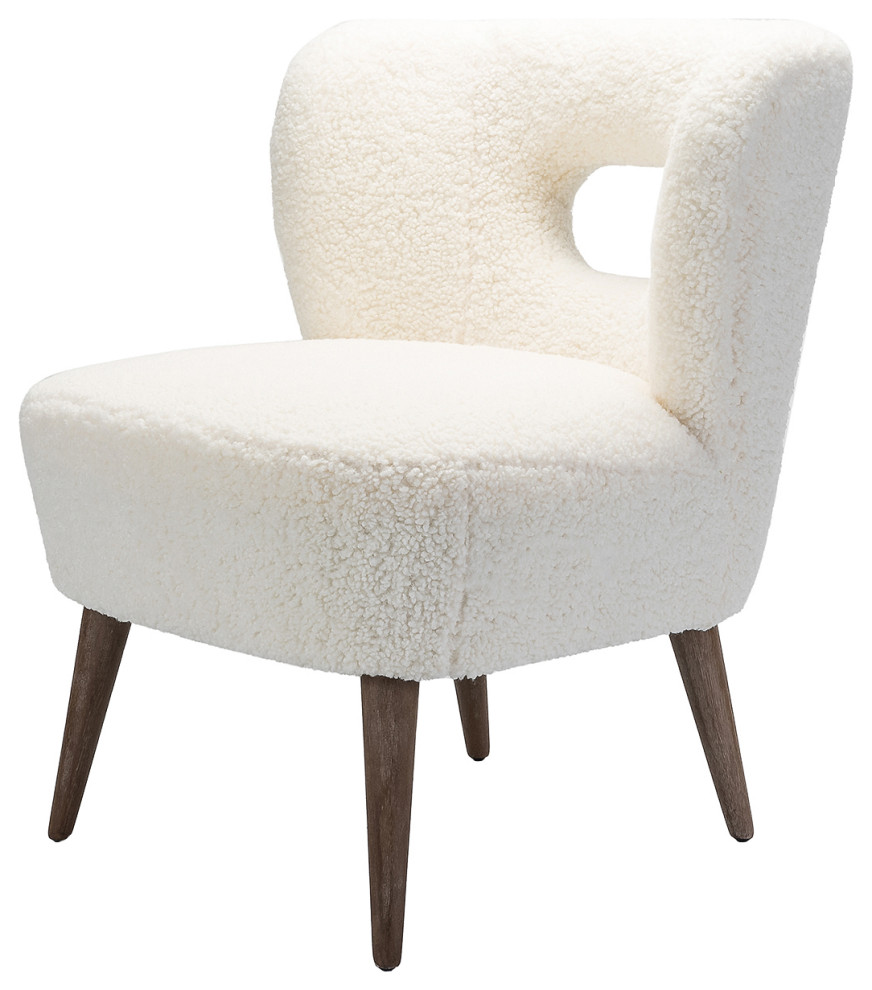 Mini Vegan Lambskin Sherpa Upholstery Barrel Chair, Ivory
