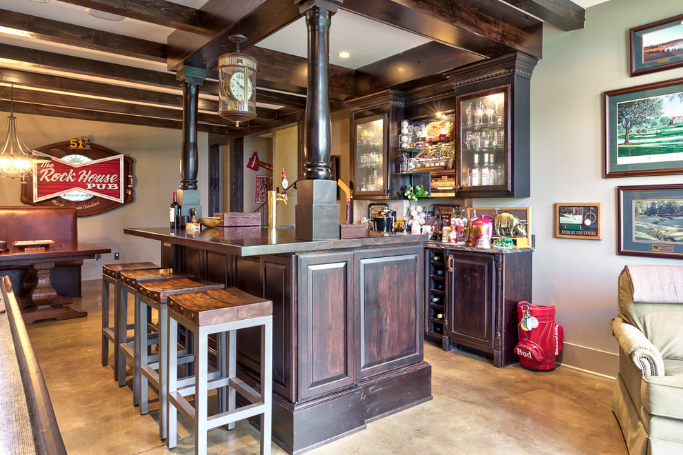 Large country home bar in Other.