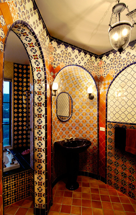 Design ideas for a mediterranean bathroom in Phoenix.