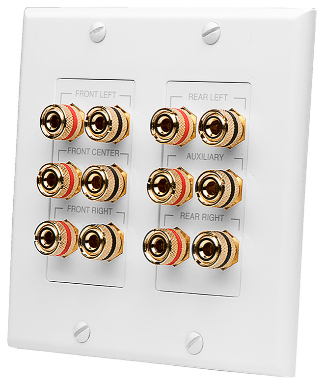 5.1 Home Theater 6 Terminal Decora Speaker Binding Wall Plate