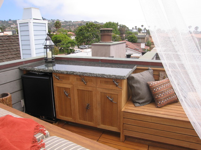 Cabinetry and Refrigerator contemporary-terrace