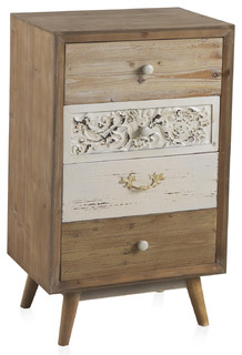 Natural Wooden Chest With 4 Drawers Eclectic Chests Of Drawers