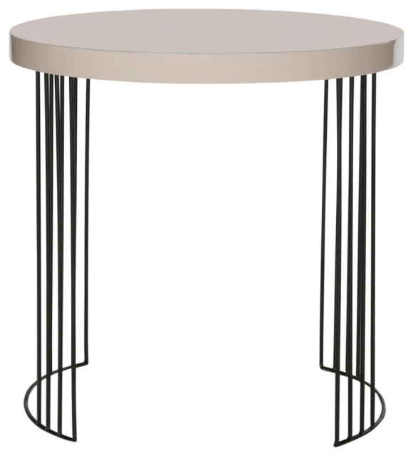 Judy Mid Century Scandinavian Lacquer Side Table Taupe/Black
