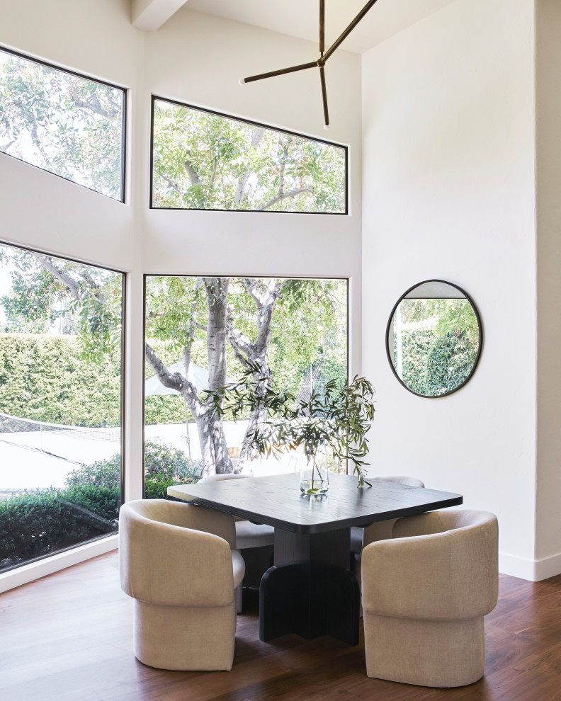 Inspiration for an expansive traditional dining room in Los Angeles with white walls and terracotta flooring.