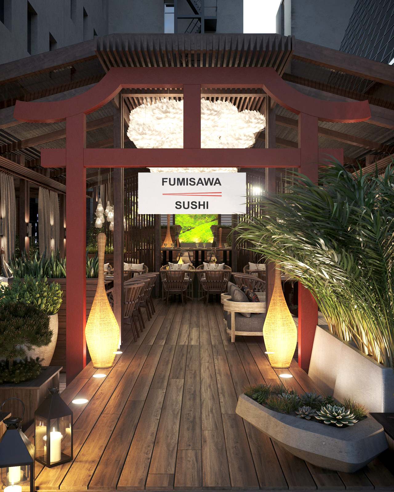 Веранда ресторана Fumisawa Sushi 2019