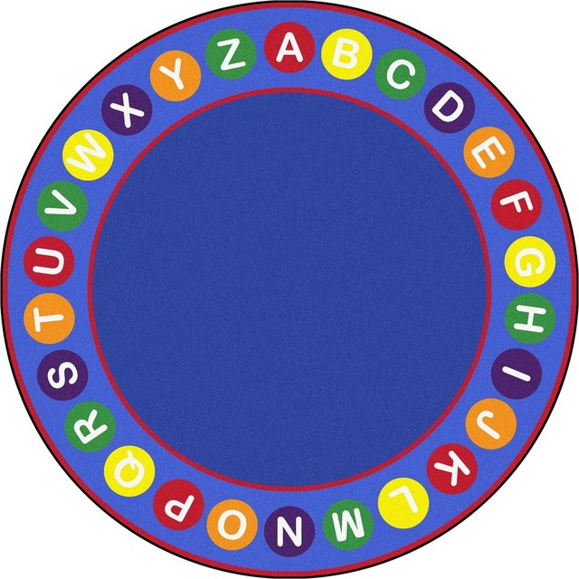 Alphabet Spots Rug, 5'4"x7'8", 7'7" Round Contemporary Kids Rugs