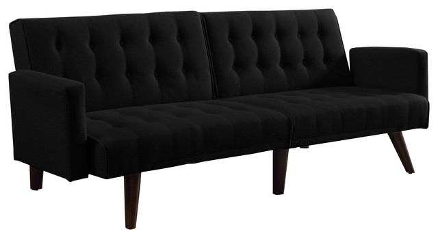 Modern Bonded Leather Splitback Sleeper Futon Midcentury Futons Modern Bonded Leather Splitback Sleeper Futon Black