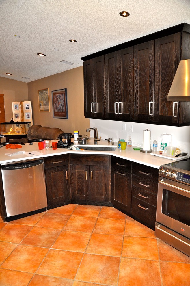Example of a transitional kitchen design in Miami