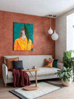 75 photos et idées déco de salons avec un mur orange - Janvier 2024 | Houzz  FR