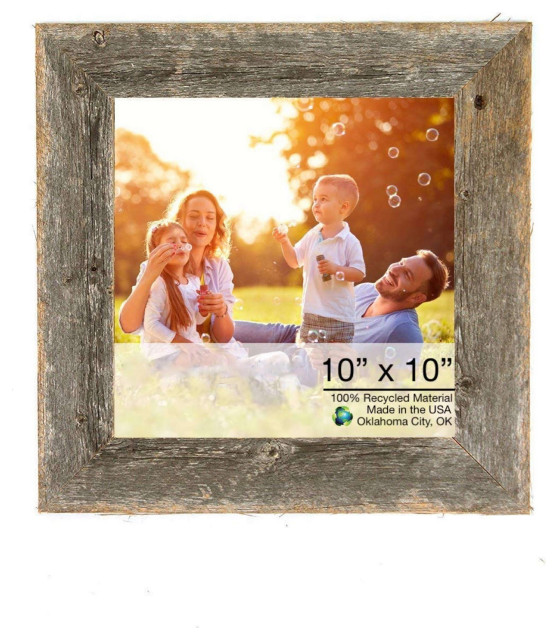 10"x10" Rustic Farmhouse Gray Wood Frame Rustic Picture Frames by HomeRoots Houzz