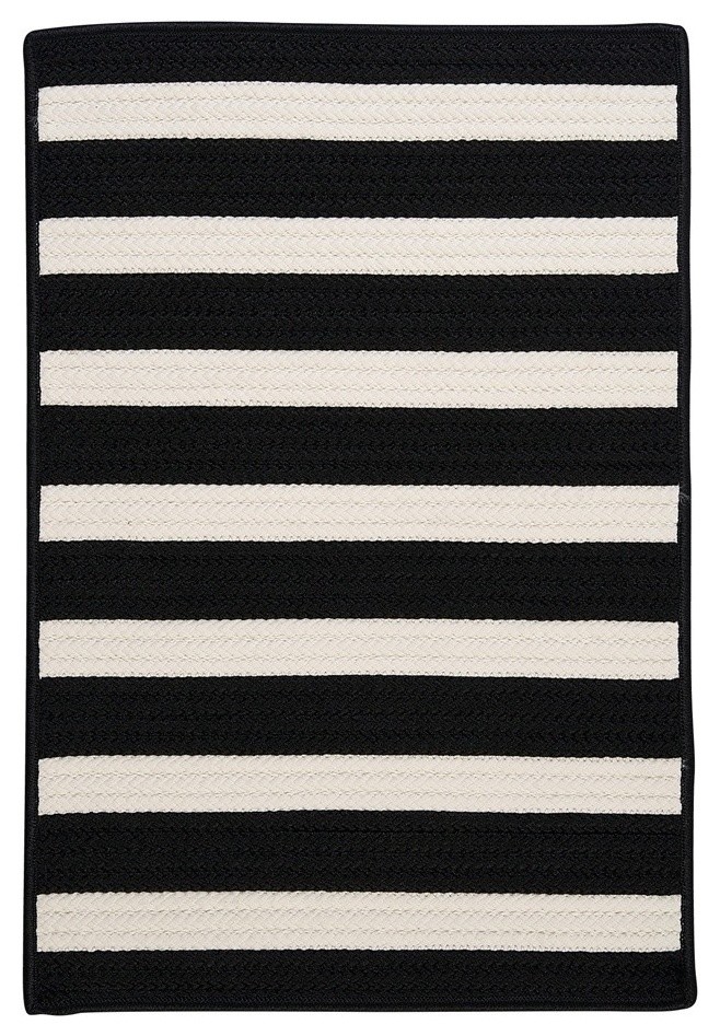 Stripe It Rug, Black White, 2'x8' Runner