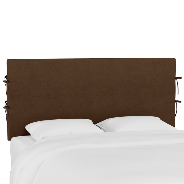 Bern Slipcover Headboard With Ties, Linen Chocolate, California King Transitional Headboards