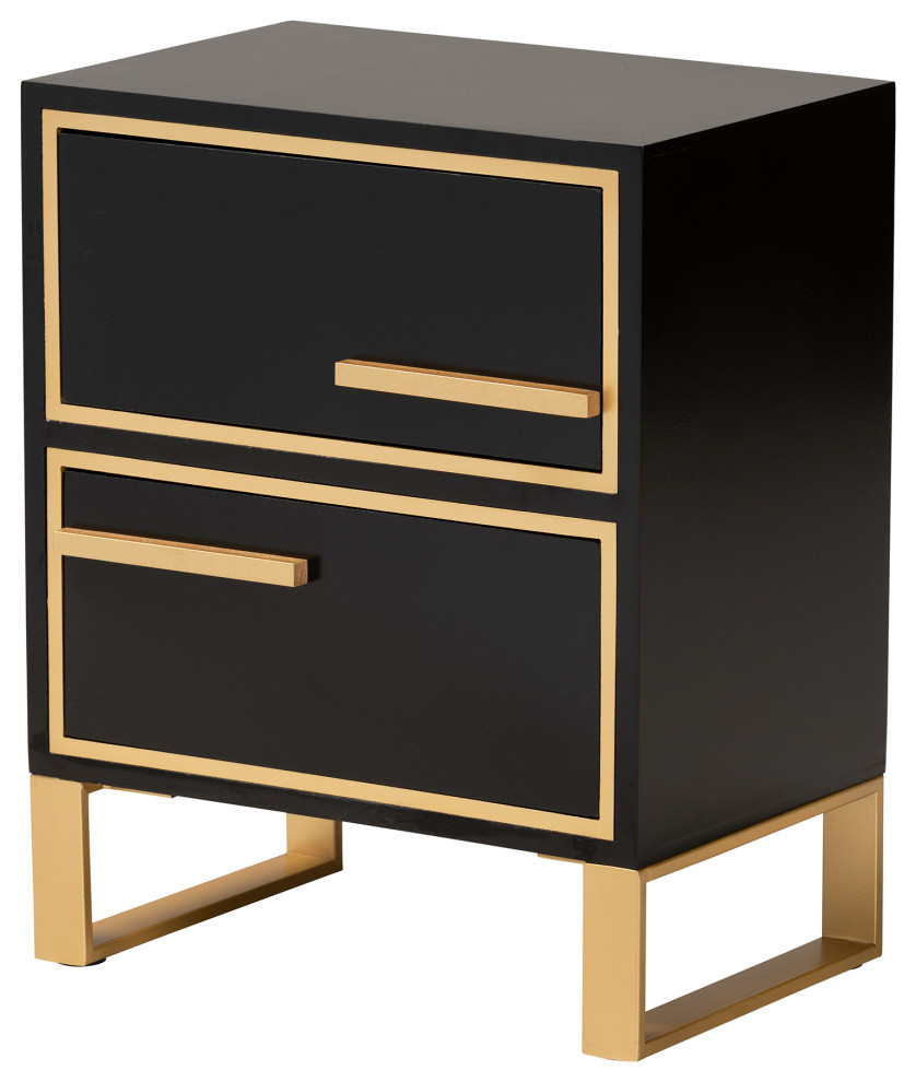 Aimee Black 2Drawer Nightstand Contemporary Nightstands And