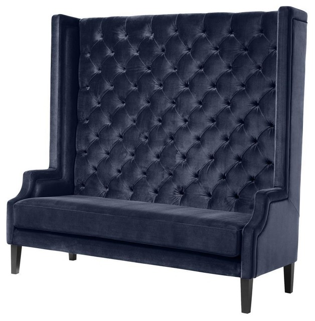 High Tufted Blue Sofa Eichholtz Spectator 63 W X 27 D H