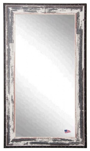 American Made Distressed Rustic Ivory Black Rivet Trim Full Length American Made Distressed Rustic Ivory Black Rivet Trim Full Length Mirror