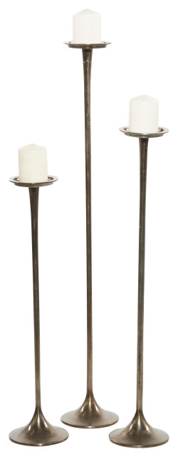 Modern Black Aluminum Metal Candle Holder Set 38038