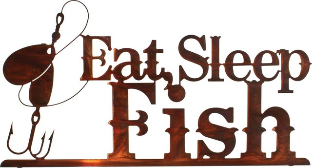 Rustic Metal Wall Art eat, sleep, fish rustic metal wall art 24" - rustic - artwork - Rustic Metal Wall Art eat, sleep, fish rustic metal wall art 24" - rustic - artwork -